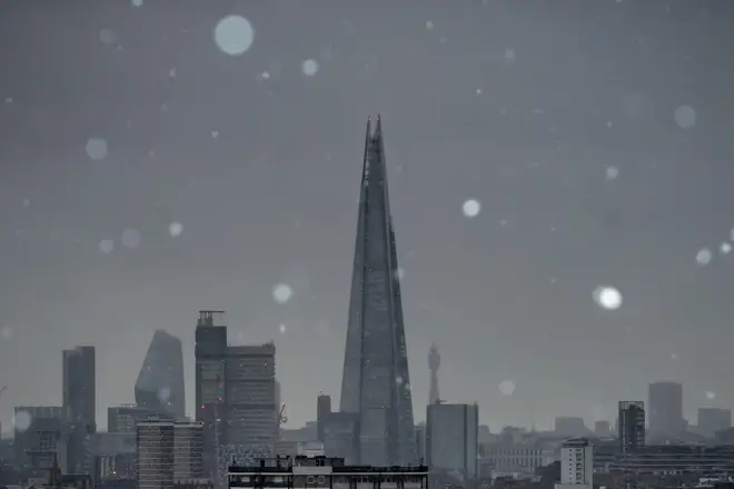 Snow in London on Monday