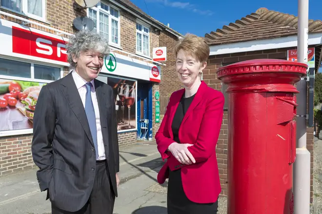 Paula Vennells (right) at the opening of  a Post Office branch in Sussex in 2016