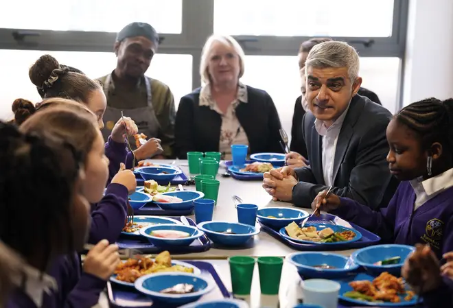 Mayor of London Sadiq Khan during a visit to Torridon Primary School in south east London, to announce the extension of free school meals in London's primary schools for the next academic year.