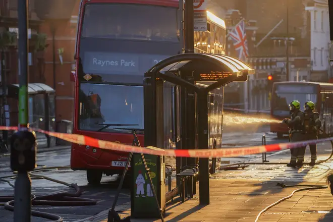 The electric bus caught fire this morning in Wimbledon