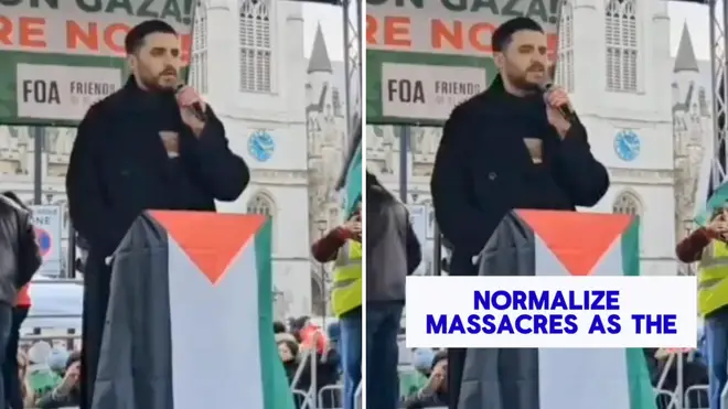 The man was speaking at a pro-Palestine rally in London on Saturday