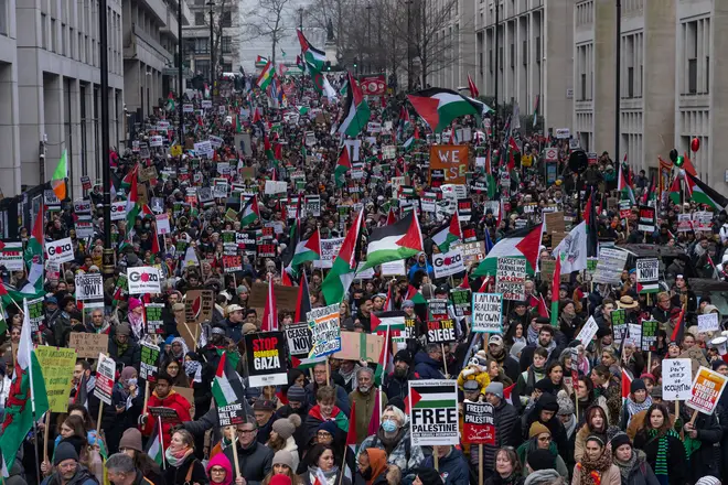 Thousands gather for march against war in Gaza