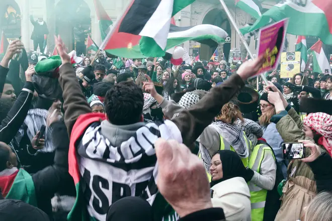 Arrests were made at the pro-Palestine protest and rally in support of Israel.