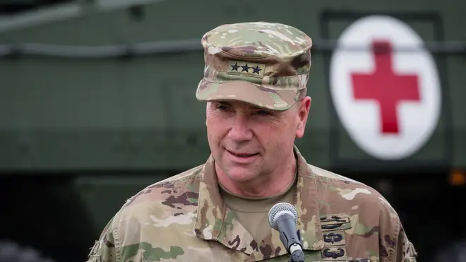 Ben Hodges seen during a press conference after Nato Saber Strike military exercises in 2017