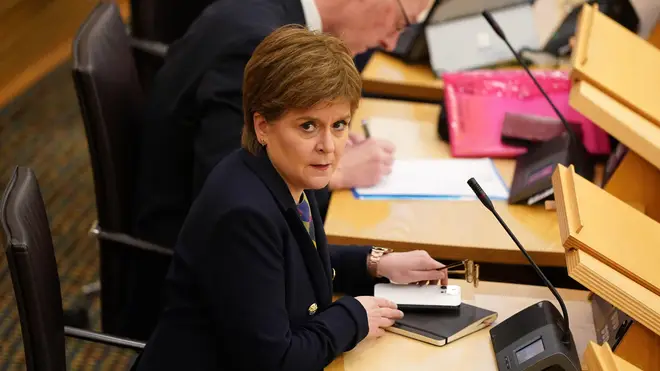 Nicola Sturgeon MSP and John Swinney MSP during First Minster's Questions at the Scottish Parliament in Holyrood, Edinburgh. Picture date: Thursday January 11, 2024