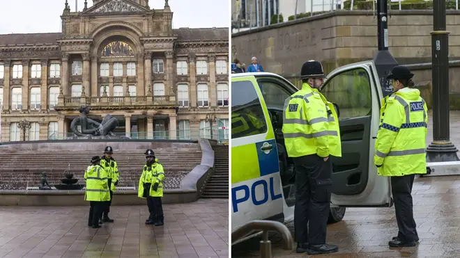 West Midlands Police in Victoria Square in central Birmingham after a 17-year-old boy was stabbed to death