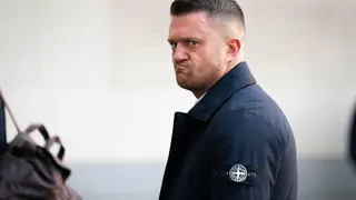 Tommy Robinson arriving at Westminster Magistrates' Court
