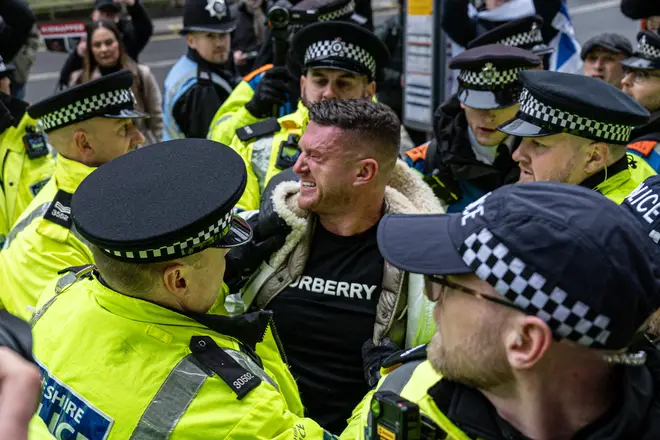 Tommy Robinson being arrested