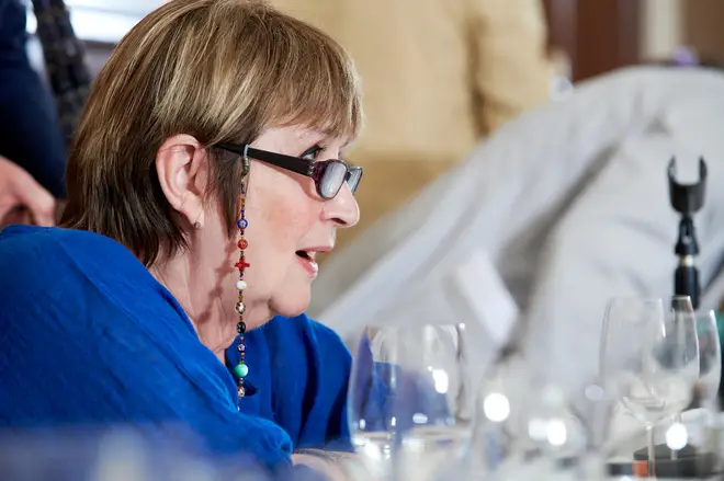 Dame Jenni Murray at The Oldie Literary Lunch July 17, 2018 at Simpsons on the Strand