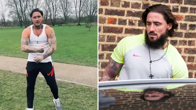 Stephen Bear in the TikTok video and (r) after being released from prison