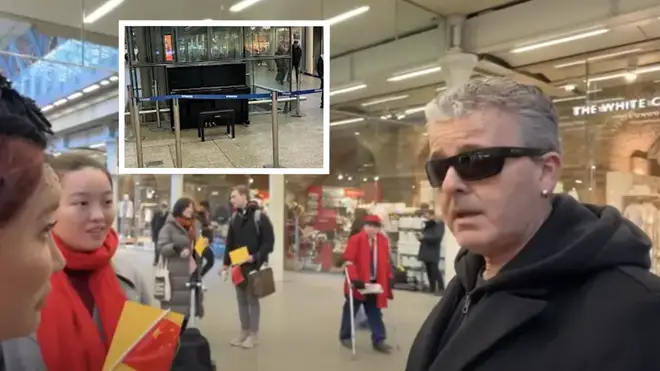 The St Pancras International piano has been sealed off by station staff