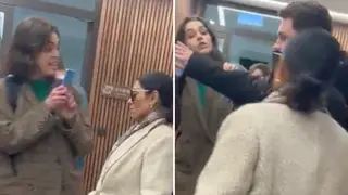Priti Patel was accosted by the protester