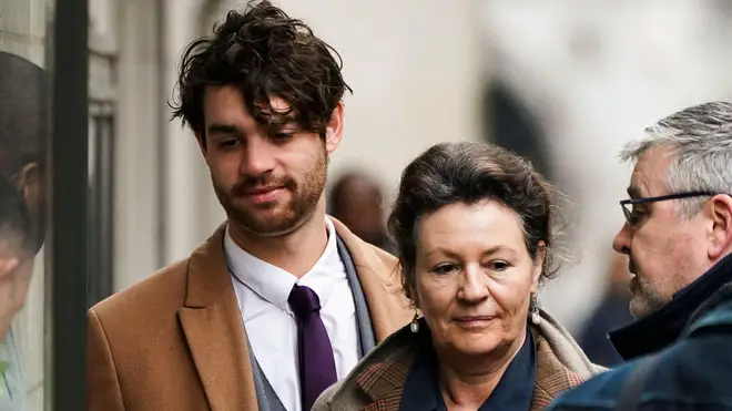 Constance Marten's brother Tobias Marten and her mother Virginie de Selliers arrive at the Old Bailey.