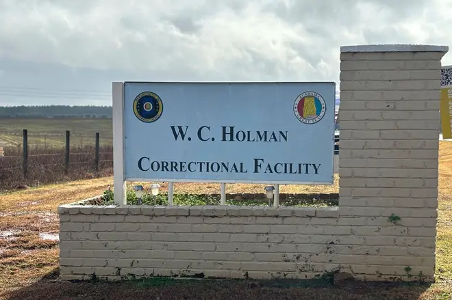 A sign for Holman Correctional Facility in Atmore, Alabama