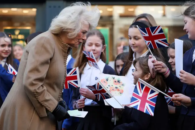 Queen Camilla received get well cards for King Charles on a visit to  Swindon earlier this week