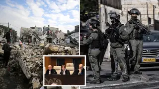 Judge Joan Donoghue (centre) said Israel 'must take all measures to prevent any acts that could be considered genocidal'
