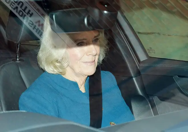 Camilla was seen smiling on arrival.