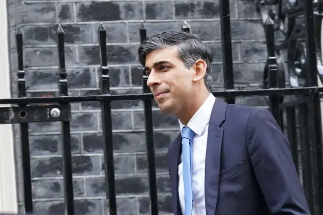 Rishi Sunak departing from 10 Downing Street, London, to attend Prime Minister's Questions at the Houses of Parliament.