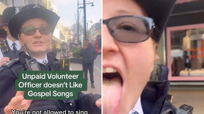 The officer stuck her tongue out at the gospel singer