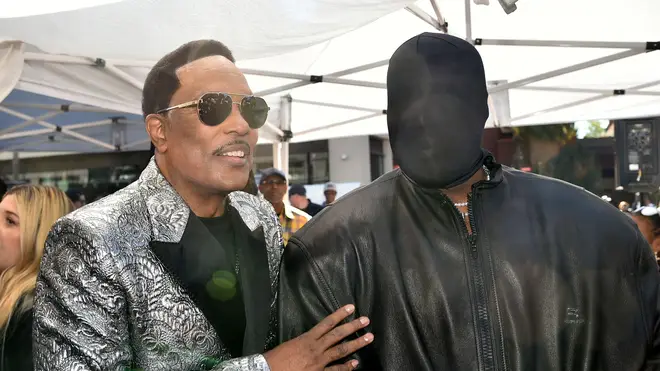 Charlie Wilson and Kanye West attend a ceremony honouring Wilson with a star on the Hollywood Walk of Fame