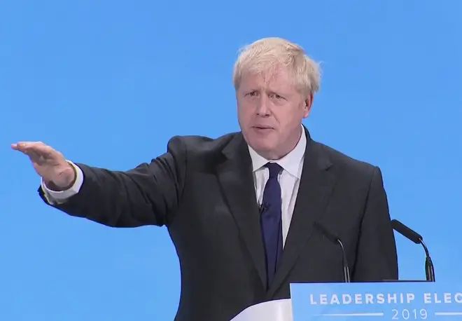 Mr Johnson speaks at the Tory leadership hustings