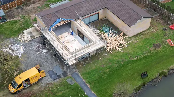 Work continues to demolish an unauthorised spa pool block at the home of Hannah Ingram-Moore