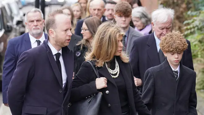 Kate Garraway arriving at the funeral service of her husband Derek Draper