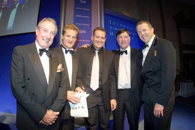 Barry John (second from right) was inducted into the Rugby Hall of Fame for his stellar career.