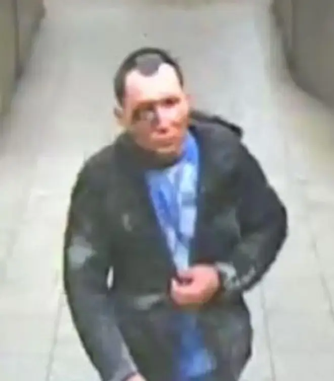 Handout CCTV image dated 31/01/24 issued by the Metropolitan Police of Abdul Ezedi, the suspect in the Clapham alkaline substance attack, at King's Cross underground station