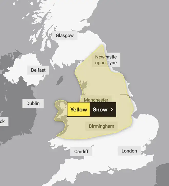 A yellow weather warning has been announced for snow.