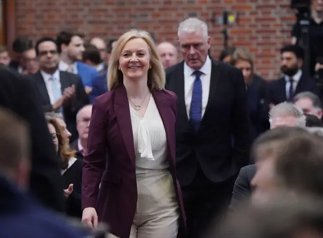 Liz Truss arriving at the launch in London