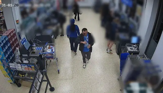 Handout CCTV image dated 31/01/24 issued by the Metropolitan Police of Abdul Ezedi, the suspect in the Clapham alkaline substance attack, at at Tesco in Caledonian Road, north London