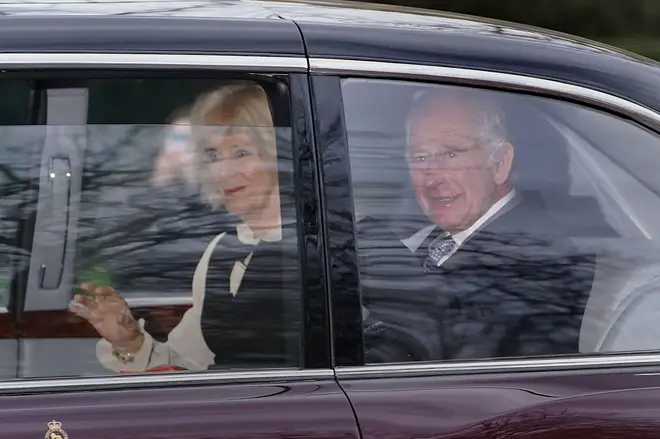 King Charles III and Queen Camilla leave Clarence House in London