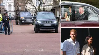 Prince Harry has headed back to Heathrow to fly back to LA to be with Meghan after a 30-minute reunion with Charles