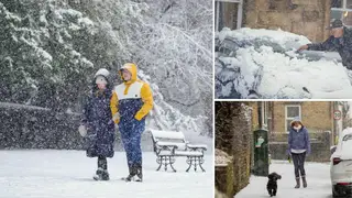 Snow has fallen in the UK.