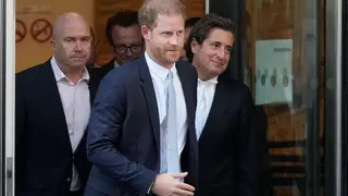 Prince Harry and his barrister David Sherborne (right) at a previous High Court hearing