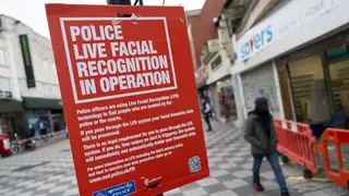 Facial recognition technology sign