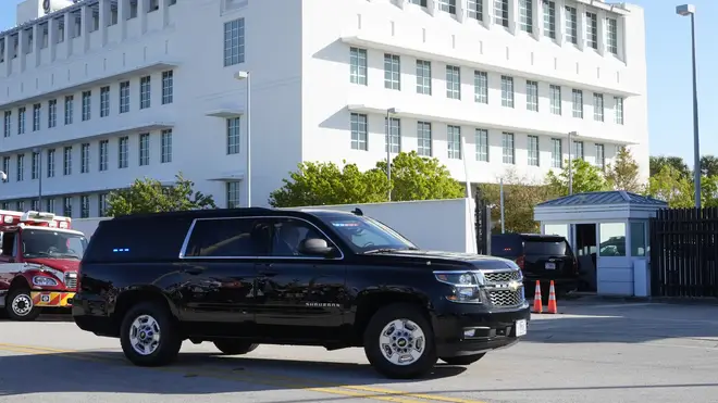 Former President Donald Trump arrives at the Federal Courthouse in Fort Pierce (Marta Lavandier/AP)