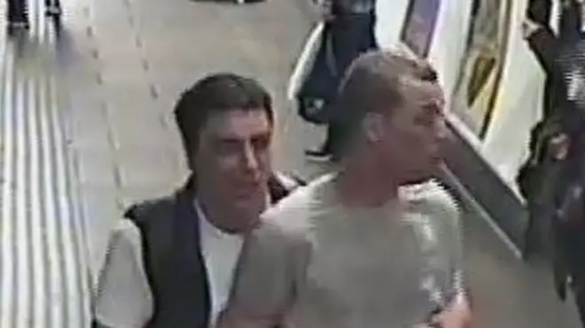 British Transport Police are hunting two men in connection to the release of a gas on board a tube train