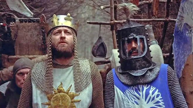 Monty Python and the Holy Grail (1975), Graham Chapman, left, and Eric Idle, right