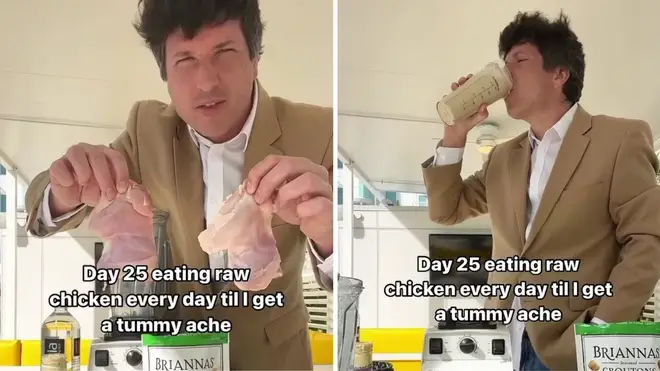 The man claims to have been eating raw chicken for several weeks