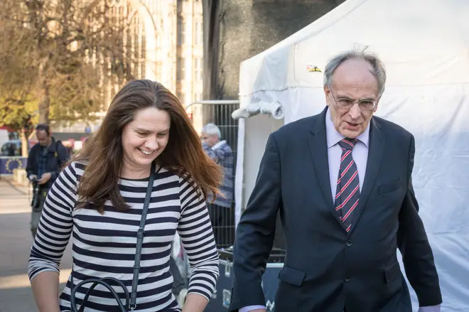 Peter Bone MP. British Conservative Party politician and Member of Parliament,with girlfriend  Helen Harrison in Westminster, London