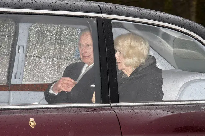 The King, 75, was accompanied by Queen Camilla and looked in good spirits