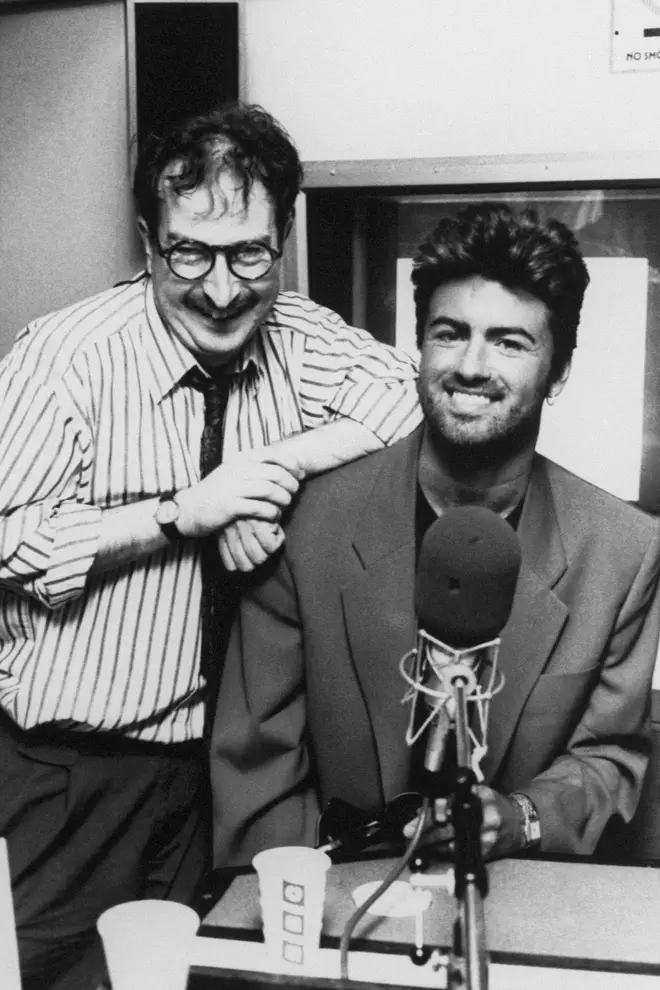 Steve Wright with George Michael in August 1990