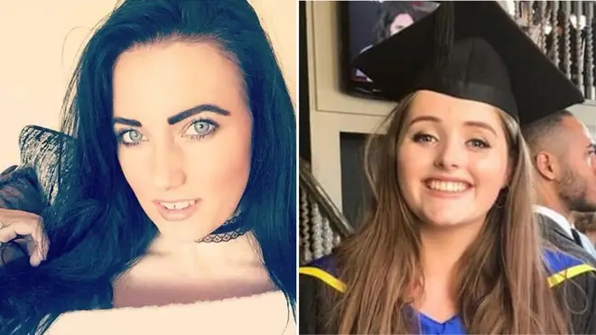 The killers of Natalie Connolly (left) and Grace Millane (right) used 'rough sex' defences. Ms Connolly was killed in 2016 by John Broadhurst during acts of violent intercourse. Ms Millane was killed while travelling in Auckland, New Zealand, in 2018