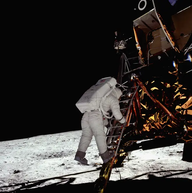 Today is the 50th anniversary of the Apollo 11 moon landing: In this photo, Buzz Aldrin steps down from the Lunar Module on the surface of the moon