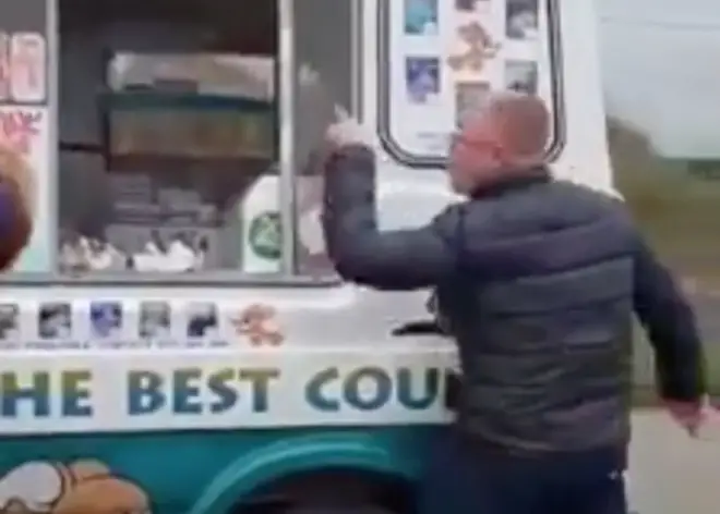 Ice cream man loses it with rival trader