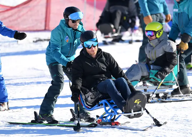 Harry had a turn at sit-skiing during the trip