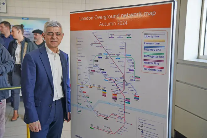 Mayor of London Sadiq Khan during a visit to Highbury and Islington underground station, north London, to announce that London Overground services will be split into separate lines