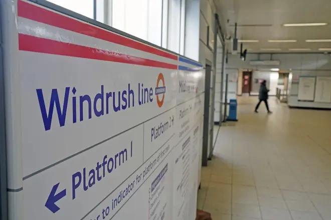 A sign for the new Windrush line which was unveiled by Mayor of London Sadiq Khan